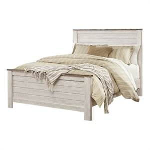 Ashley Furniture Willowton Queen Panel Bed in Whitewash