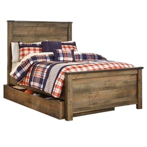 Ashley Furniture Trinell Full Panel Bed with 1-Large Storage Drawer in Brown