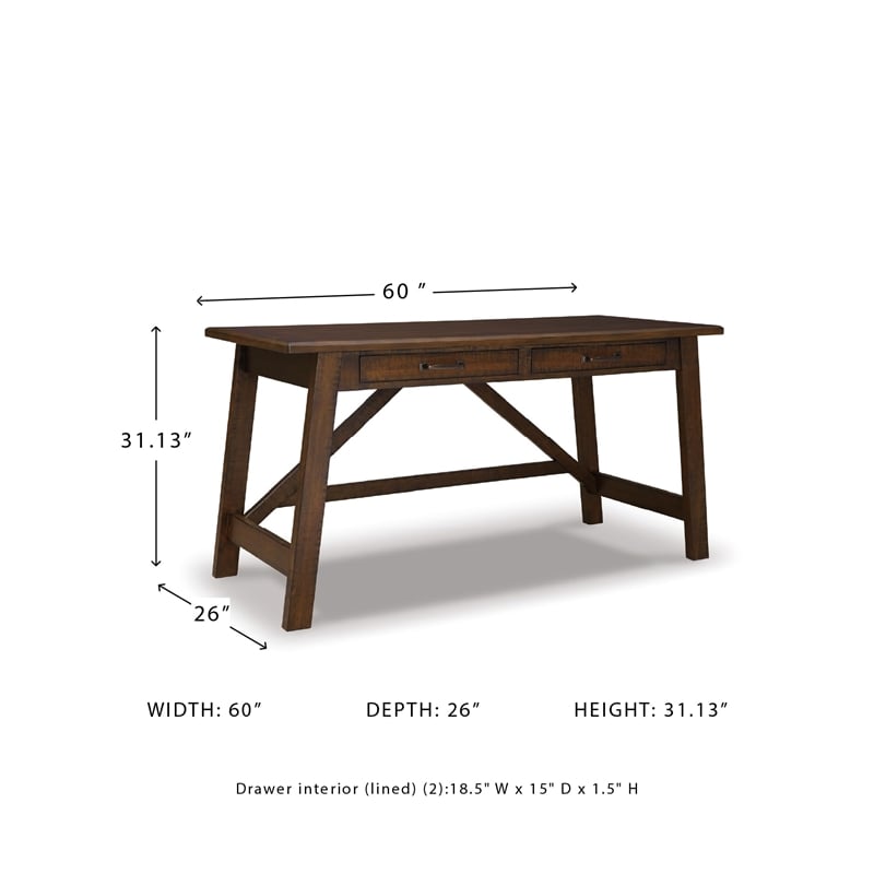 Ashley Furniture Baldridge Engineered Wood Home Office Desk in Rustic Brown