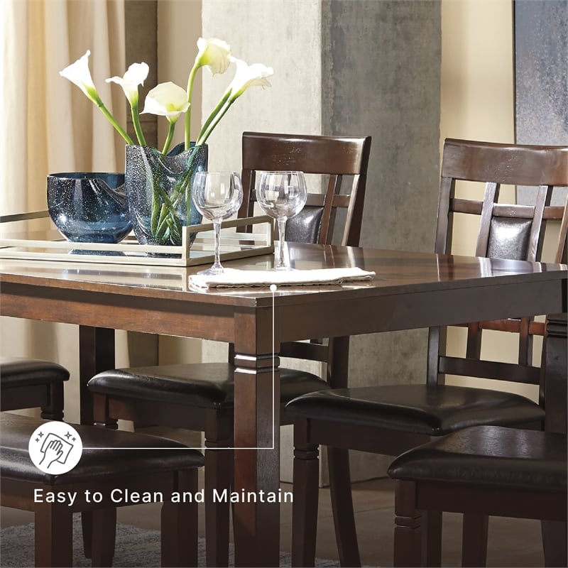 Signature Design by Ashley Bennox 6-Piece Engineered Wood Dining Set in Brown