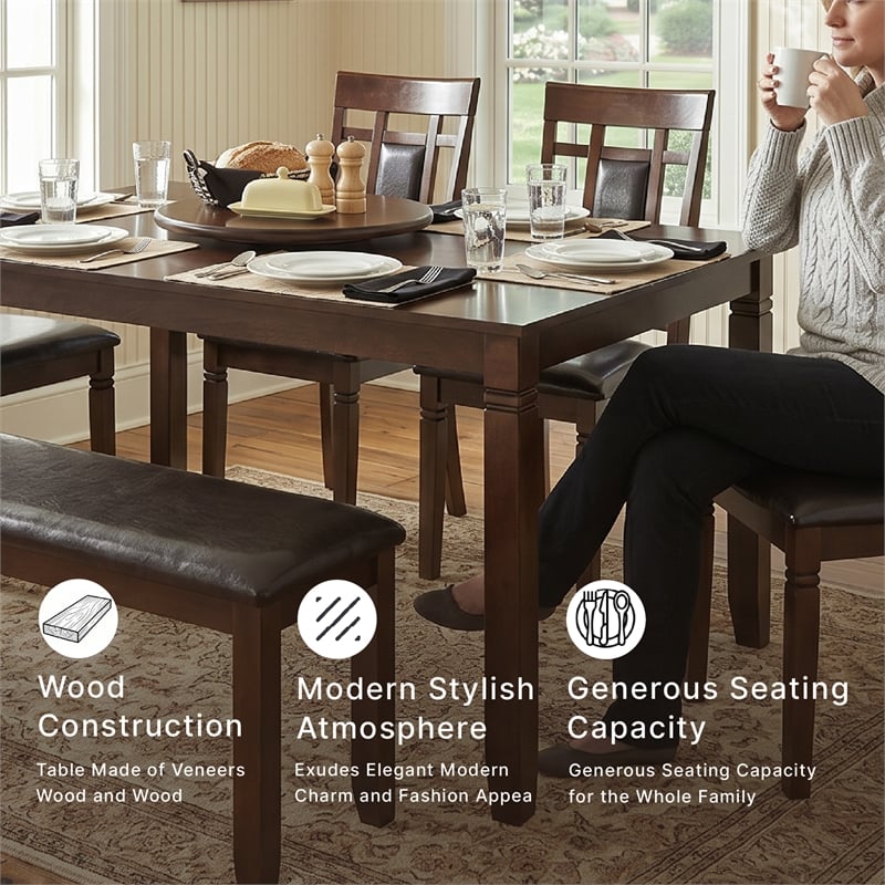 Signature Design by Ashley Bennox 6-Piece Engineered Wood Dining Set in Brown