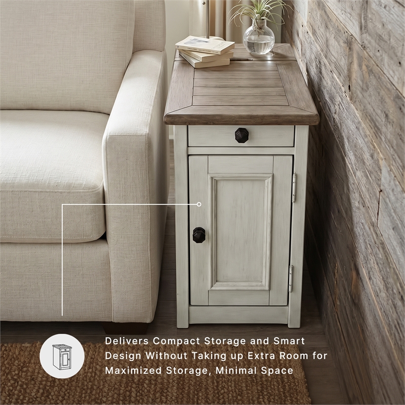Ashley Furniture Bolanburg Solid Wood End Table with USP Port Gray/Antique White