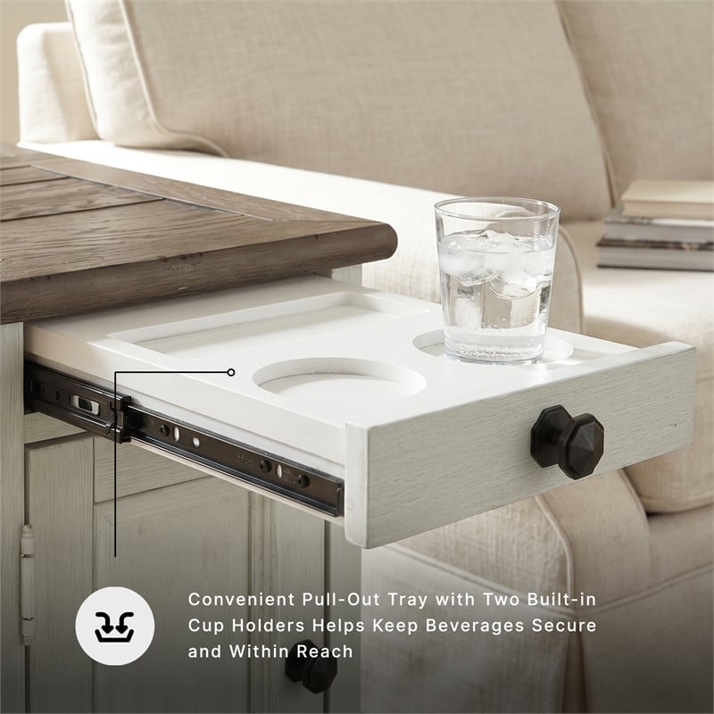 Ashley Furniture Bolanburg Solid Wood End Table with USP Port Gray/Antique White