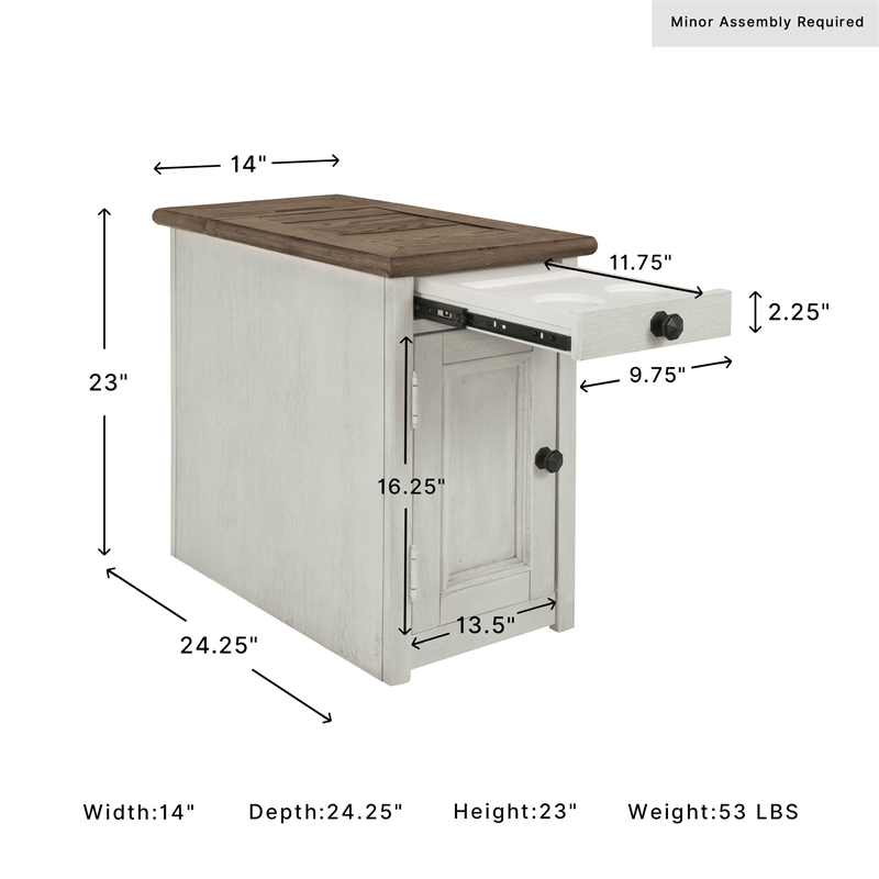Ashley Furniture Bolanburg Solid Wood End Table with USP Port Gray/Antique White