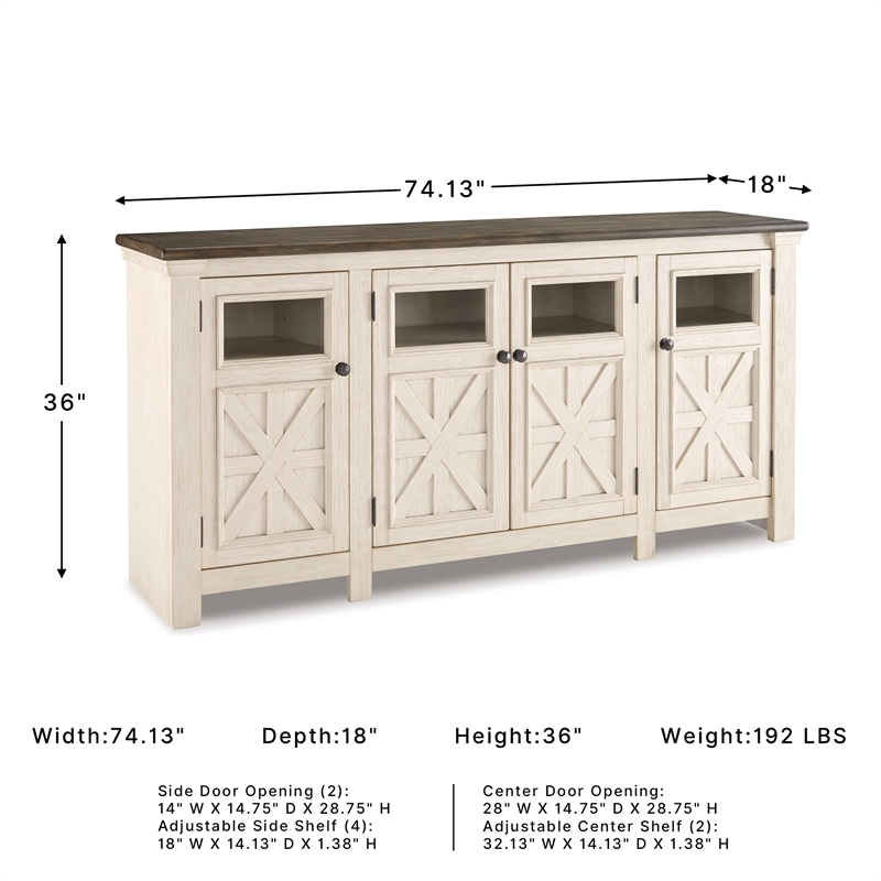 Ashley Furniture Bolanburg Engineered Wood Extra Large TV Stand in Two-Tone