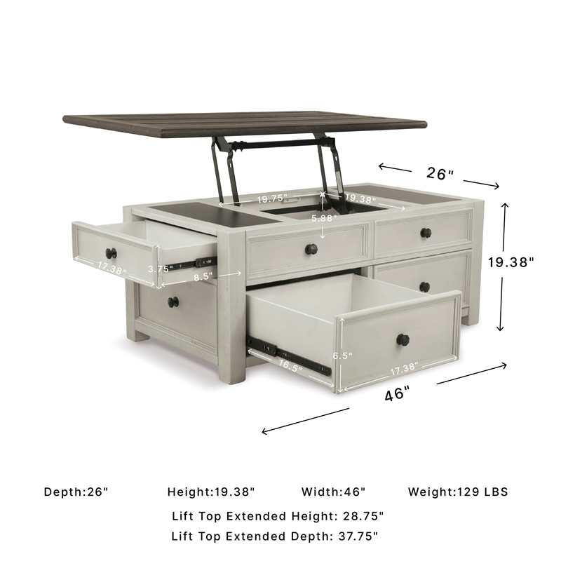 Ashley Furniture Bolanburg Engineered Wood Lift-Top Cocktail Table in Two-Tone