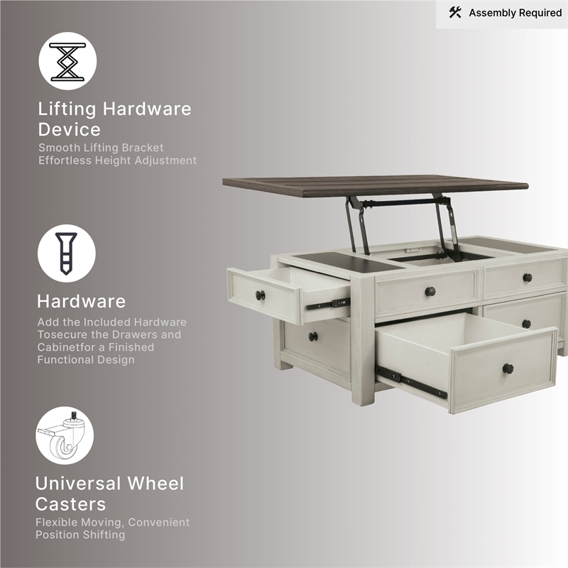Ashley Furniture Bolanburg Engineered Wood Lift-Top Cocktail Table in Two-Tone