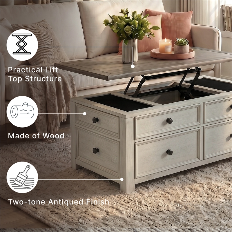 Ashley Furniture Bolanburg Engineered Wood Lift-Top Cocktail Table in Two-Tone