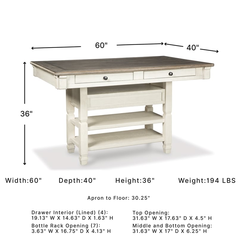 Ashley Bolanburg Engineered Wood Counter Height Dining Table in Two-Tone