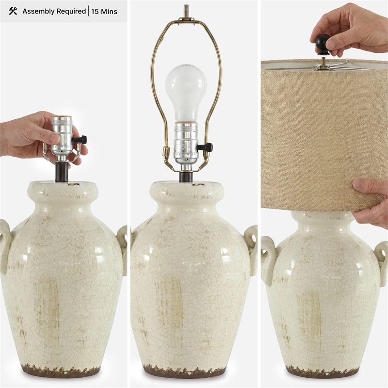 Signature Design by Ashley Emelda Ceramic Table Lamp in Cream
