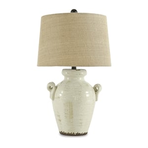 Signature Design by Ashley Emelda Ceramic Table Lamp in Cream