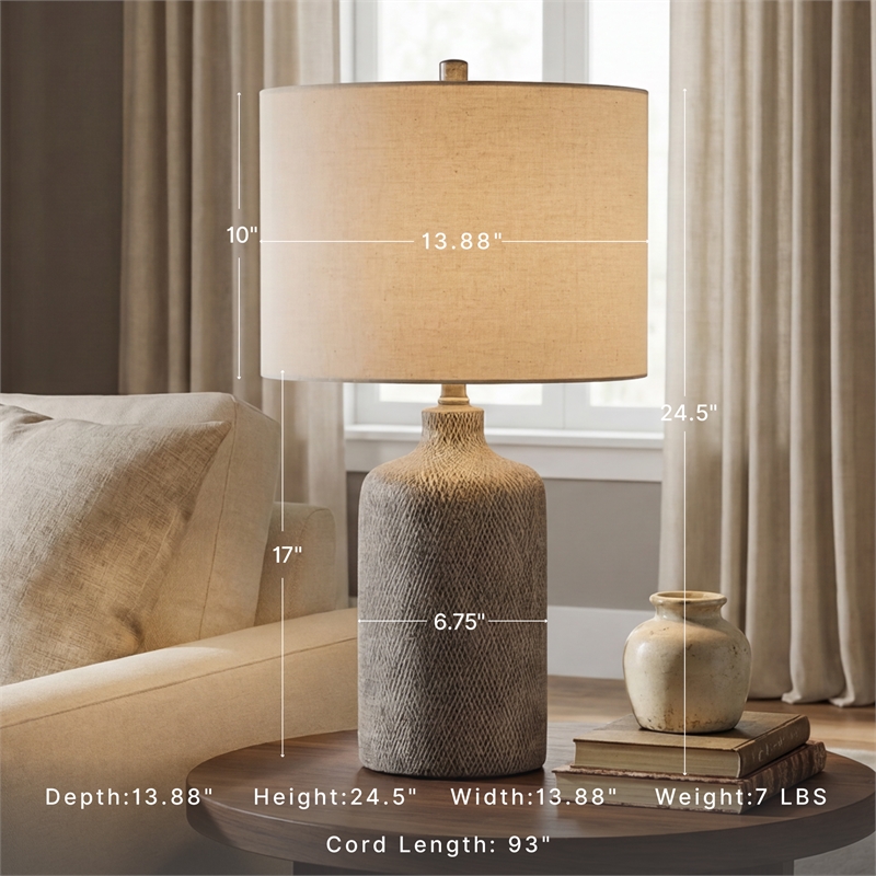 Signature Design by Ashley Linus Ceramic Table Lamp in Antique Black