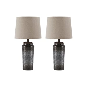 Signature Design by Ashley Norbert Metal Table Lamp in Gray (Set of 2)