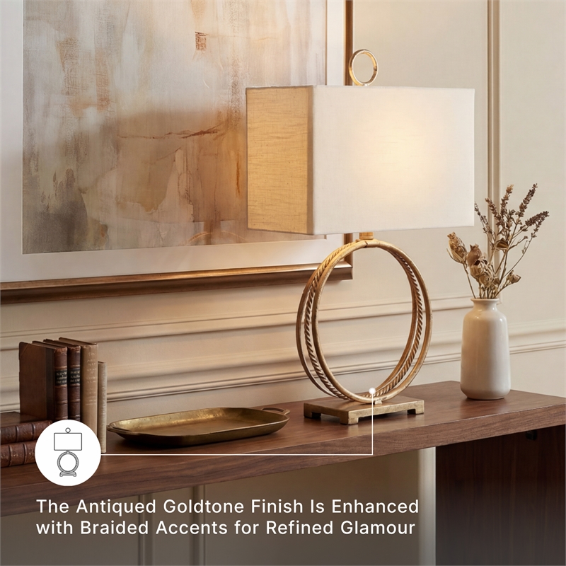 Signature Design by Ashley Mahala Metal Table Lamp in Antique Gold
