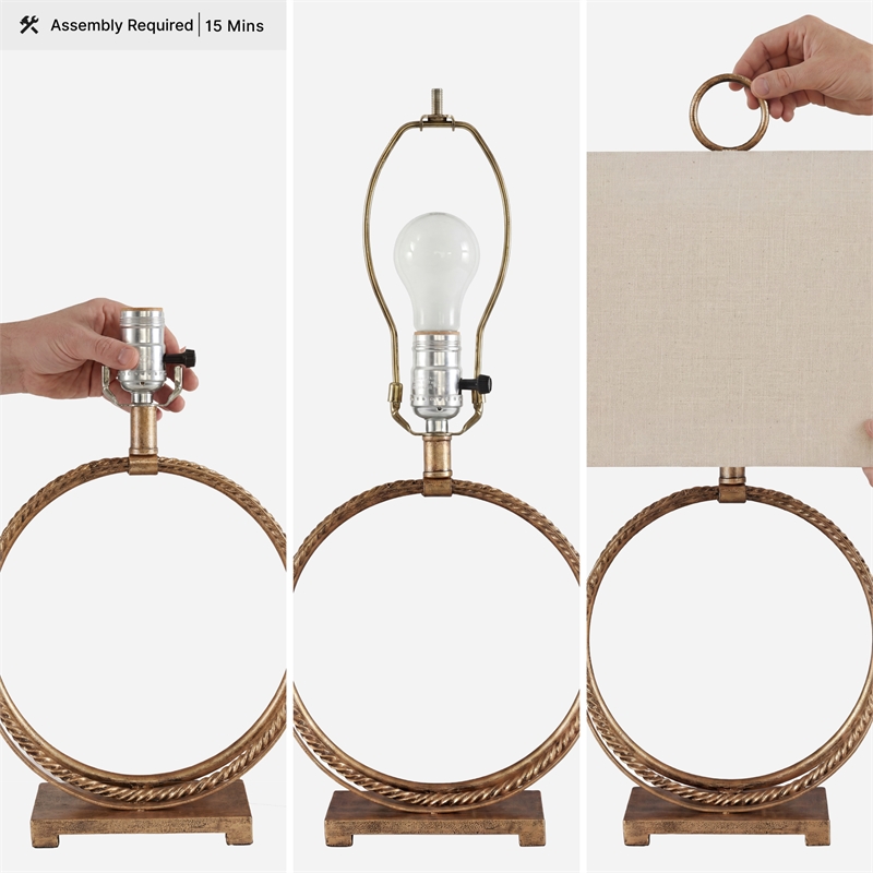 Signature Design by Ashley Mahala Metal Table Lamp in Antique Gold