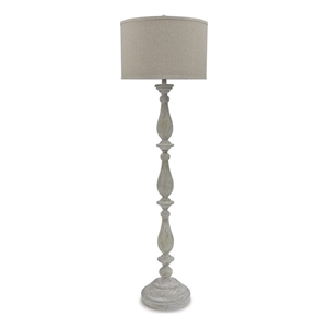 Ashley Furniture Bernadate Cast Resin Floor Lamp w/Fabric Shade in White Wash