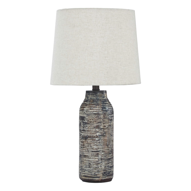 Signature Design by Ashley Mahima Paper Table Lamp in Black and White (Set of 2)