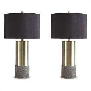 Signature Design by Ashley Jacek Metal Table Lamp in Gray and Brass (Set of 2)