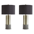 Signature Design by Ashley Jacek Metal Table Lamp in Gray and Brass (Set of 2)