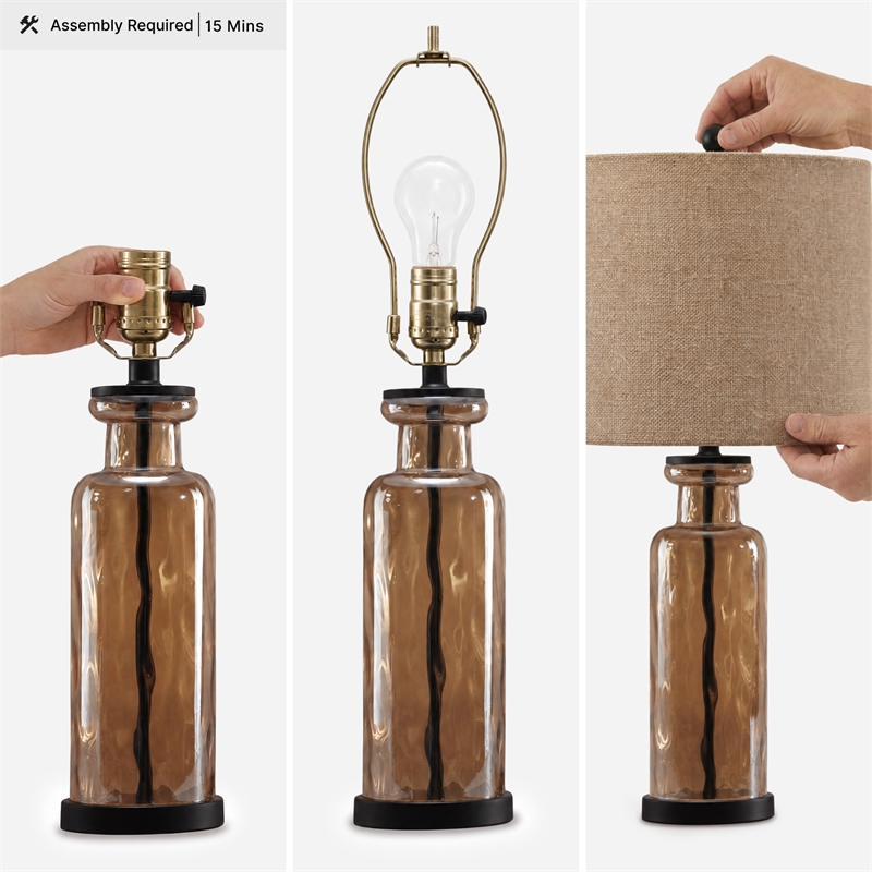 Signature Design by Ashley Laurentia Glass Table Lamp in Champagne