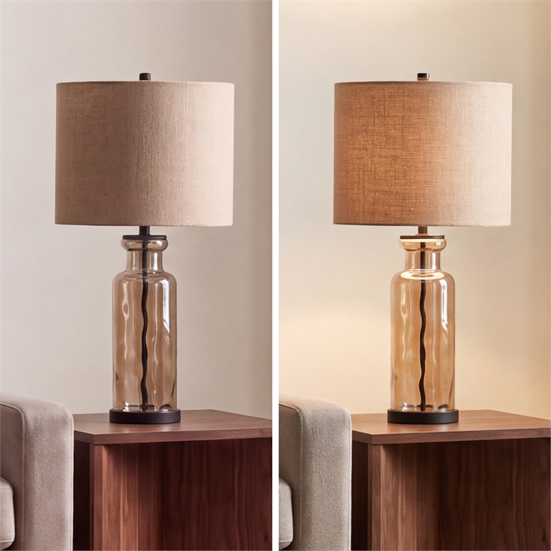 Signature Design by Ashley Laurentia Glass Table Lamp in Champagne