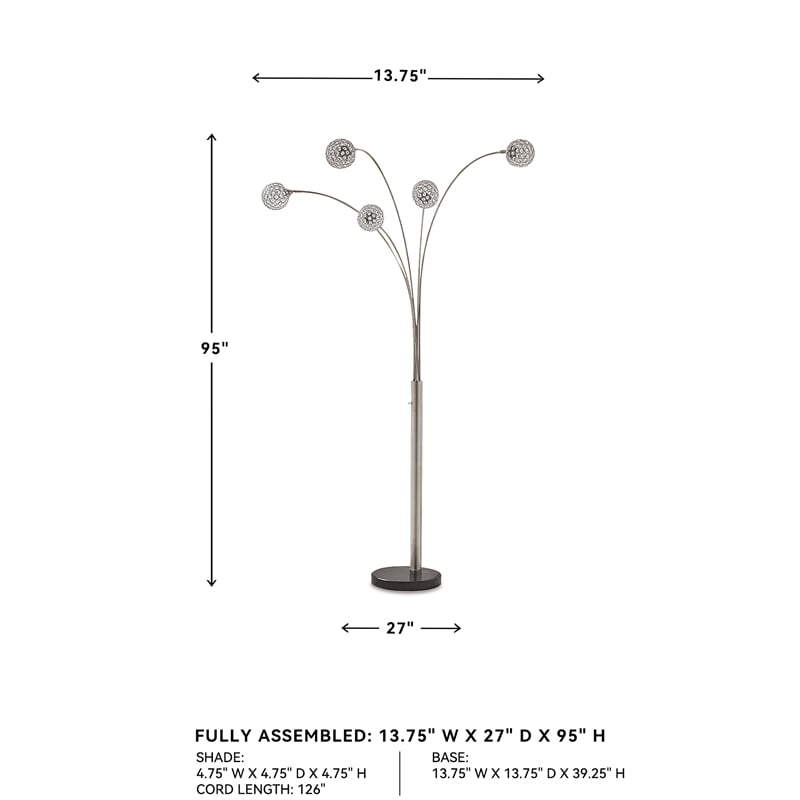 Signature Design by Ashley Winter Metal Arc Lamp in Silver