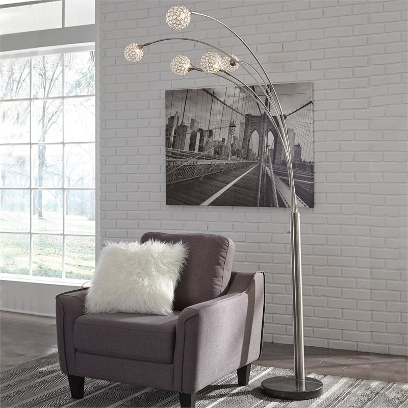 Signature Design by Ashley Winter Metal Arc Lamp in Silver