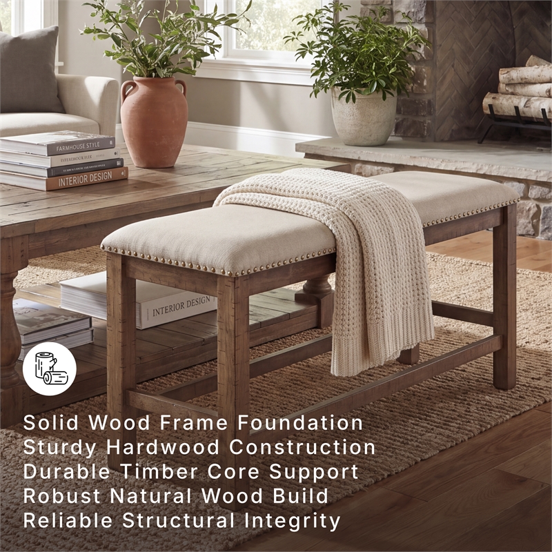Signature Design by Ashley Moriville Upholstered Counter Dining Bench in Beige