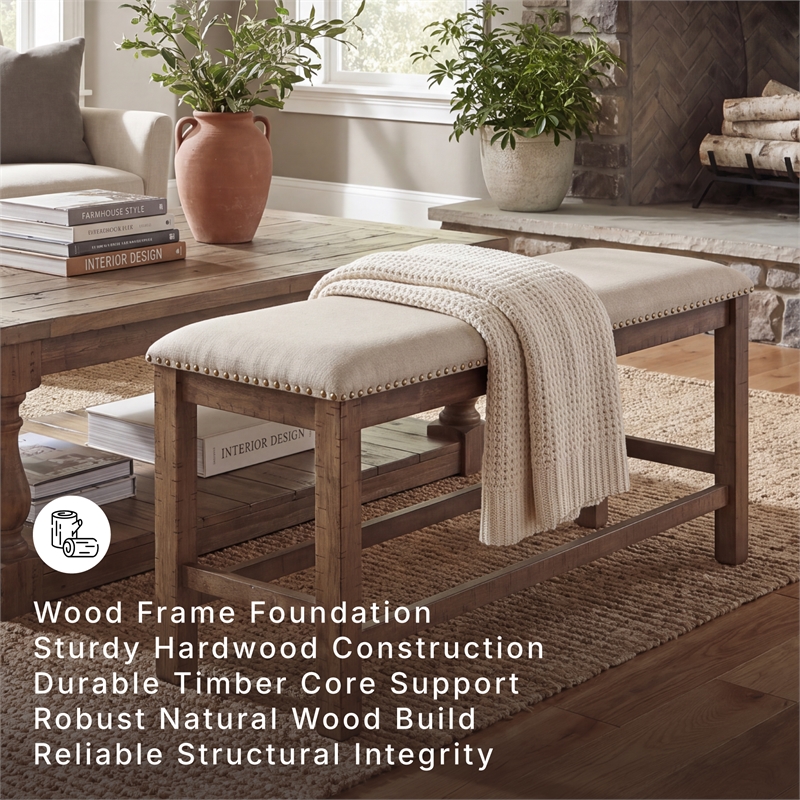 Signature Design by Ashley Moriville Upholstered Counter Dining Bench in Beige