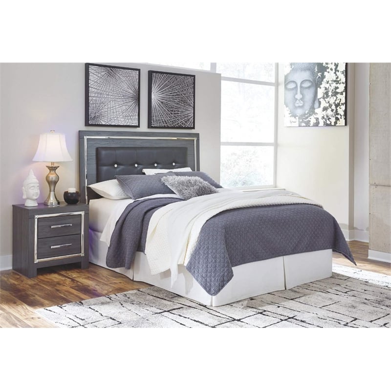 Signature Design by Ashley Lodanna Tufted Full Queen LED Panel Headboard in Gray