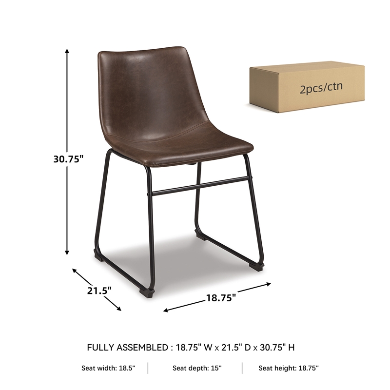Ashley Furniture Centiar Faux Leather Dining Side Chair in Brown and Black