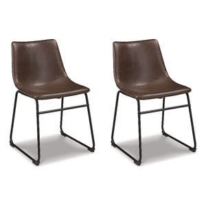 Ashley Furniture Centiar Faux Leather Dining Side Chair in Brown and Black