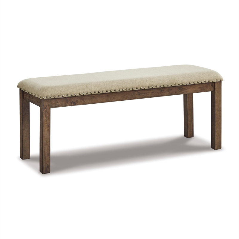 Signature Design by Ashley Moriville Upholstered Dining Bench in Beige
