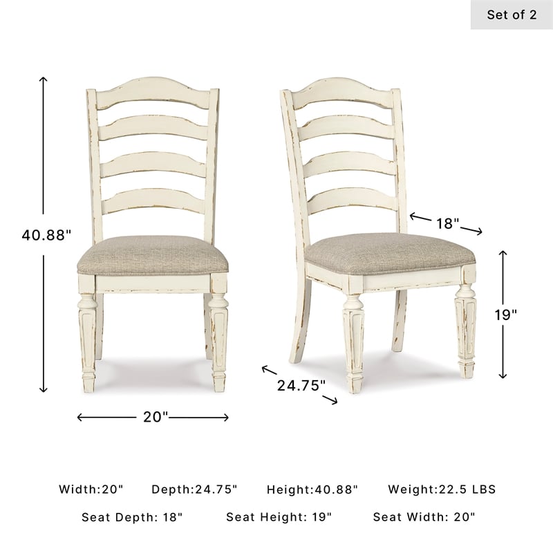 Signature Design by Ashley Realyn Ladderback Dining Side Chair in Chipped White