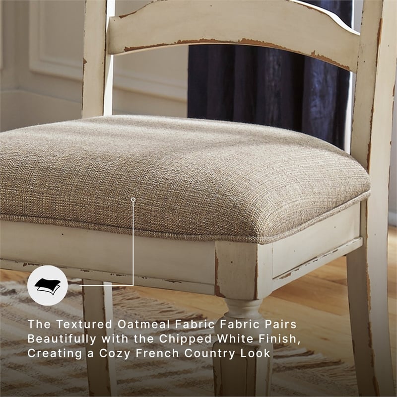 Signature Design by Ashley Realyn Ladderback Dining Side Chair in Chipped White