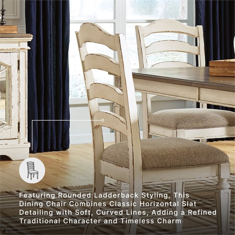 Signature Design by Ashley Realyn Ladderback Dining Side Chair in Chipped White
