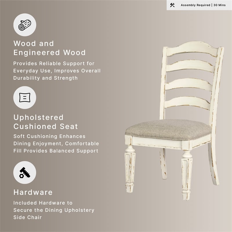 Signature Design by Ashley Realyn Ladderback Dining Side Chair in Chipped White