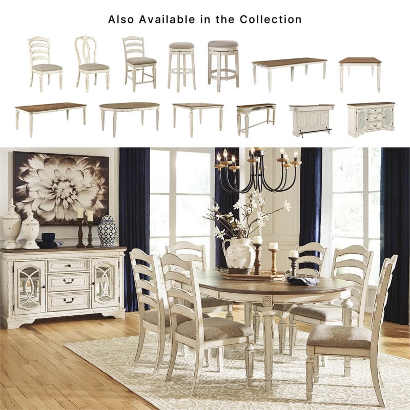 Signature Design by Ashley Realyn Ladderback Dining Side Chair in Chipped White