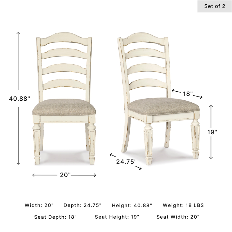 Signature Design by Ashley Realyn Ladderback Dining Side Chair in Chipped White