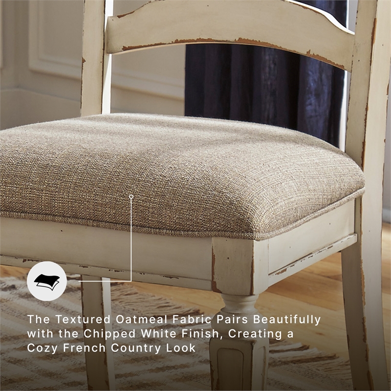 Signature Design by Ashley Realyn Ladderback Dining Side Chair in Chipped White