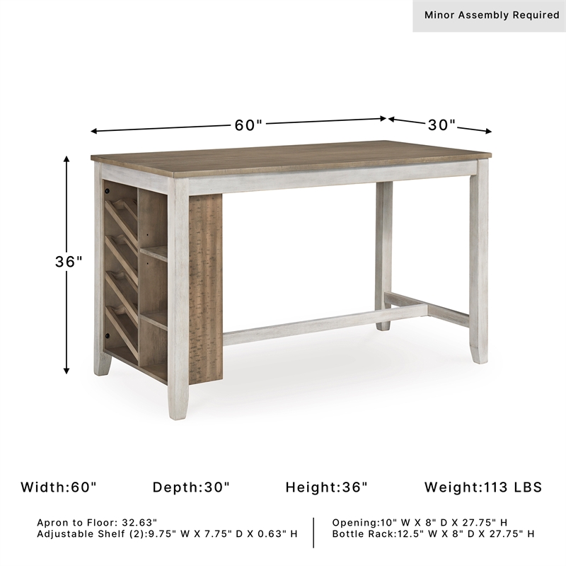 Ashley Skempton Counter Height Dining Table w/Wine Rack in White/Light Brown