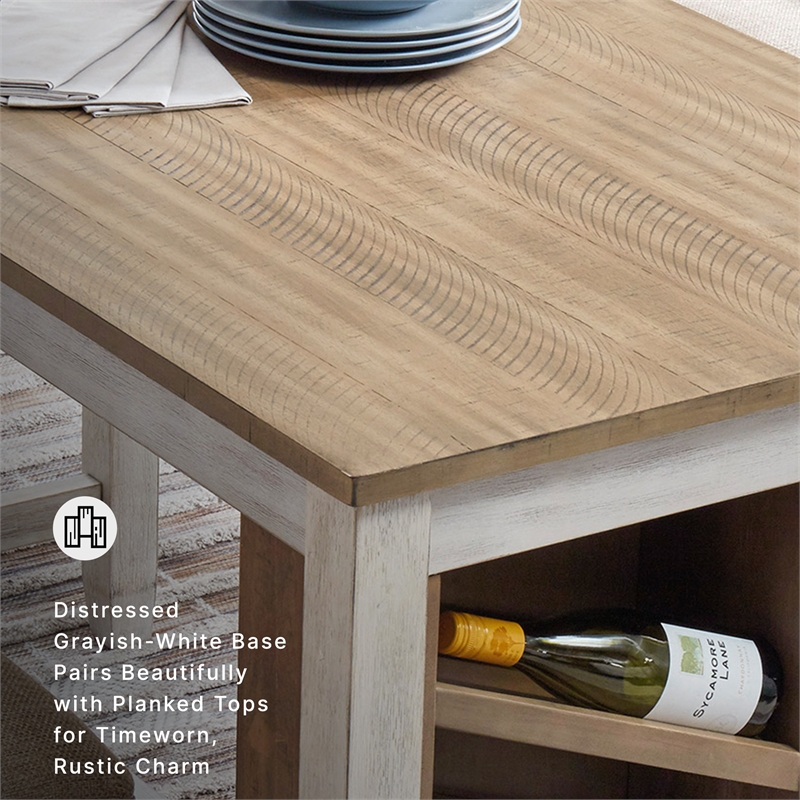 Ashley Skempton Counter Height Dining Table w/Wine Rack in White/Light Brown