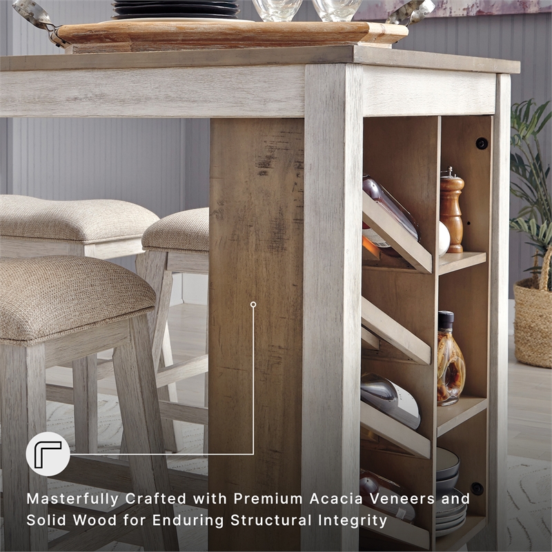 Ashley Skempton Counter Height Dining Table w/Wine Rack in White/Light Brown