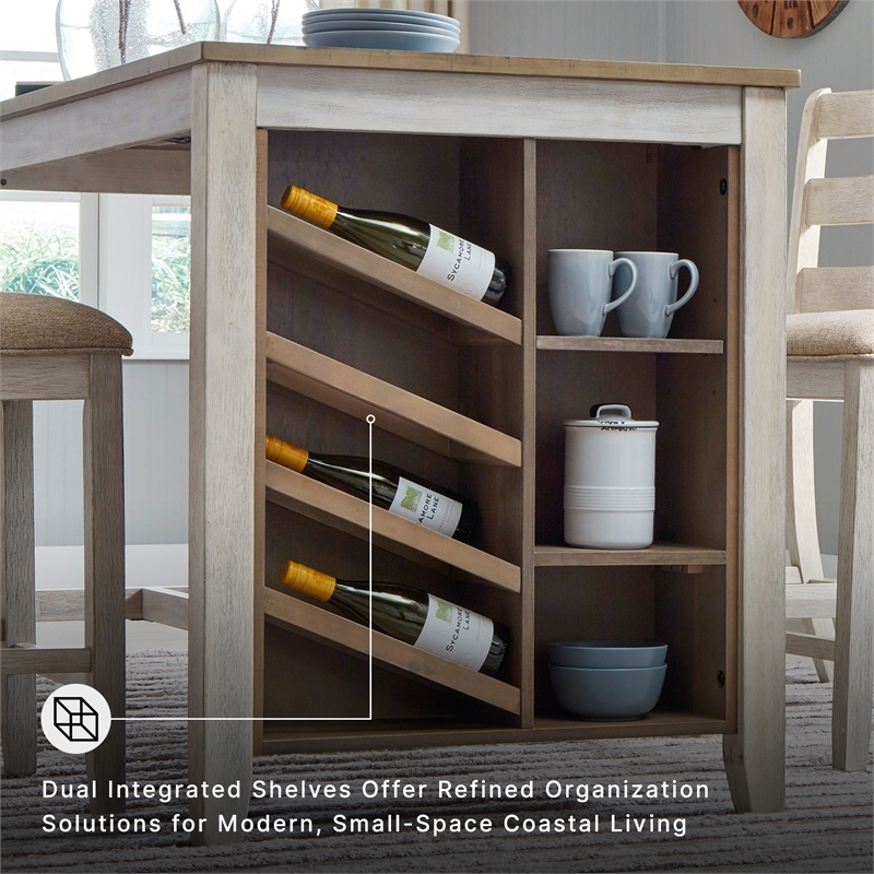Ashley Skempton Counter Height Dining Table w/Wine Rack in White/Light Brown