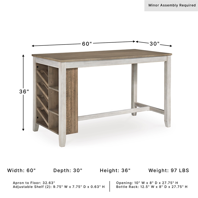 Ashley Skempton Counter Height Dining Table w/Wine Rack in White/Light Brown
