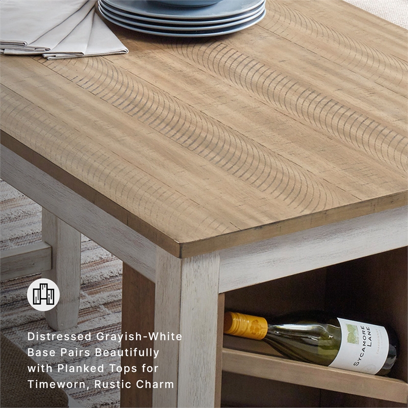 Ashley Skempton Counter Height Dining Table w/Wine Rack in White/Light Brown