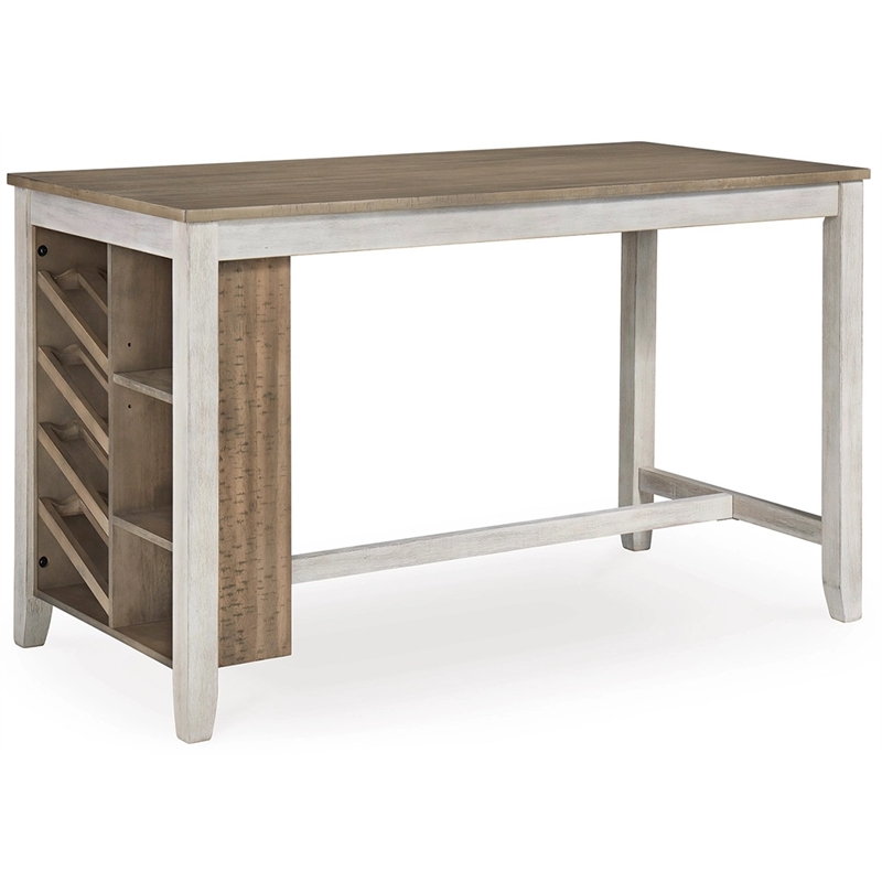 Ashley Skempton Counter Height Dining Table w/Wine Rack in White/Light Brown