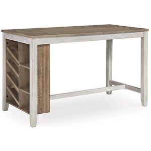 Ashley Skempton Counter Height Dining Table w/Wine Rack in White/Light Brown