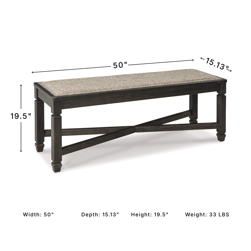 Ashley Tyler Creek Upholstered Dining Bench in Gray and Brown