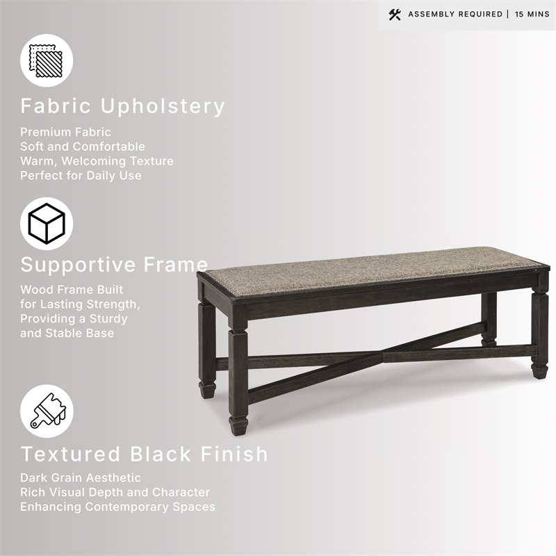 Ashley Tyler Creek Upholstered Dining Bench in Gray and Brown